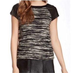 Alice + Olivia Pria Tweed Leather  Top sz Medium